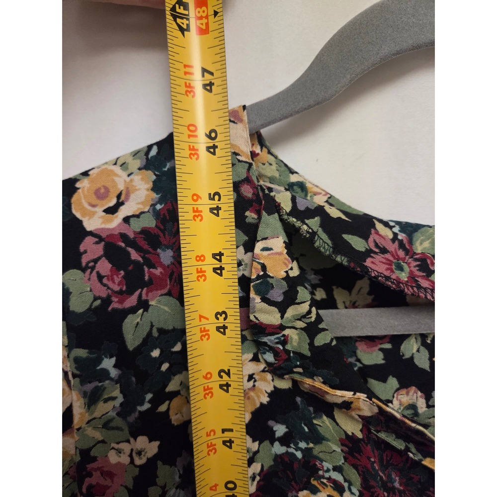 Passi Rx New York Floral Midi Dress Black Multi Color V Neck Short Sleeve - Picture 5 of 5